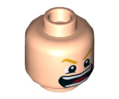 Minifigure, Head Bright Light Orange Eyebrows, Wide Open Mouth with Teeth and Red Tongue Pattern - Hollow Stud