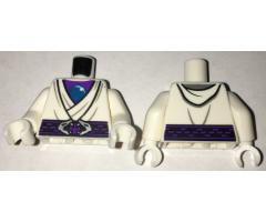 Torso Ninjago Tunic with Metallic Blue Jewel, Dark Purple Belt with Snake Buckle Front and Back Pattern / White Arms / White Hands