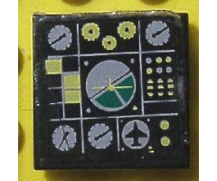 Tile 2 x 2 with Avionics Green and Light Gray Pattern 1 (Sticker) - Set 8856