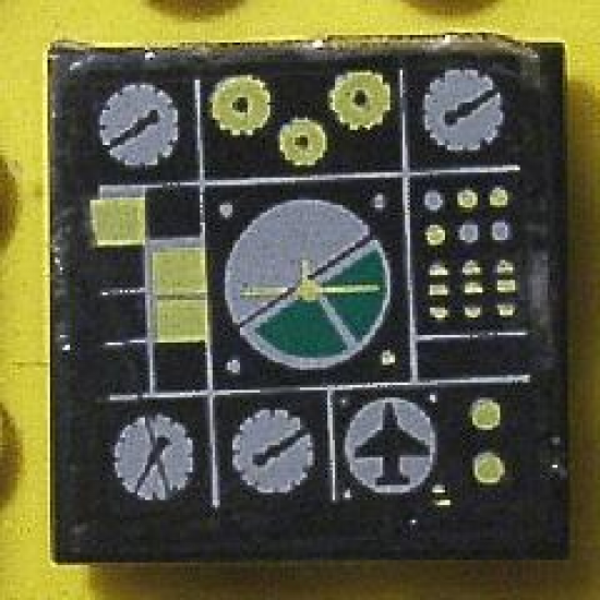Tile 2 x 2 with Avionics Green and Light Gray Pattern 1 (Sticker) - Set 8856