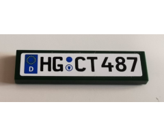 Tile 1 x 4 with 'HG CT 487' License Plate on White Background Pattern (Sticker) - Set 10242