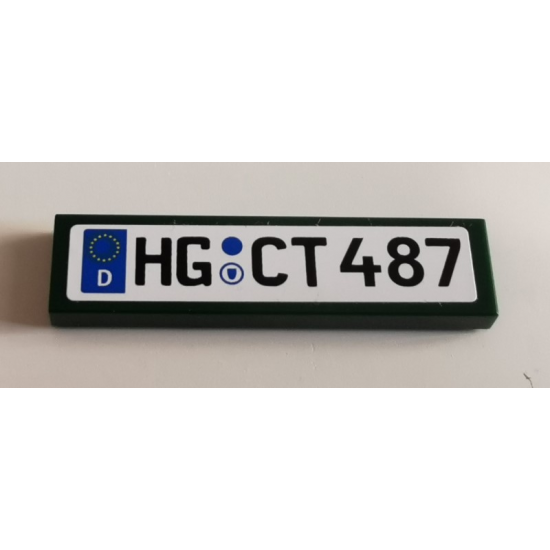 Tile 1 x 4 with 'HG CT 487' License Plate on White Background Pattern (Sticker) - Set 10242