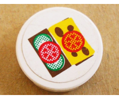 Tile, Round 2 x 2 with Tomato, Cheese and Cucumber Pattern (Sticker) - Sets 5875 / 5876