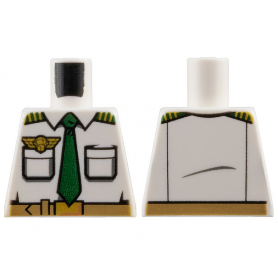 Torso Airplane Pilot, Shirt with Dark Green Tie, Belt, Epaulettes and Gold Logo Pin Pattern