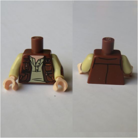 Torso Vest w/ Pockets and Gold Clasps and Zippers over Tan Shirt Pattern / Tan Arm Left with Leather and Buckles / Tan Arm Right / Light Nougat Hands