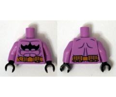 Torso Batman Logo Upside Down with Muscles and Gold Belt Pattern / Medium Lavender Arms / Black Hands