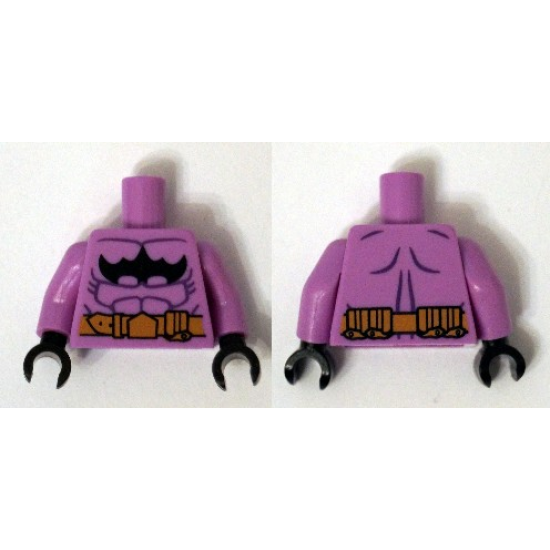 Torso Batman Logo Upside Down with Muscles and Gold Belt Pattern / Medium Lavender Arms / Black Hands