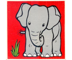 Duplo, Tile 2 x 2 x 1 with Elephant Mosaic Picture 11 Pattern (Set 1079)