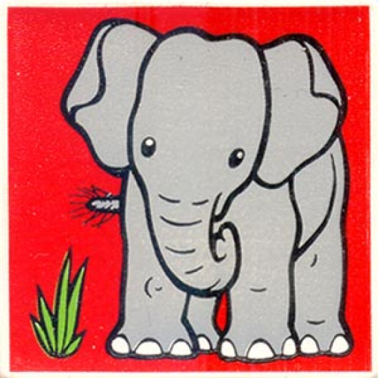 Duplo, Tile 2 x 2 x 1 with Elephant Mosaic Picture 11 Pattern (Set 1079)