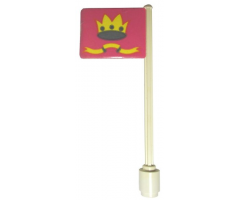 Flag on Flagpole, Straight with Pink / Yellow Crown and Ribbon Pattern (Stickers) - Sets 375 / 6075