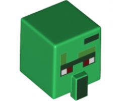 Minifigure, Head, Modified Cube Tall with Raised Rectangle and Minecraft Zombie Villager Pattern