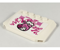 Wedge 4 x 6 x 2/3 Triple Curved with Dark Pink and Magenta Pigsey and Flames Logo Pattern (Sticker) - Set 80009
