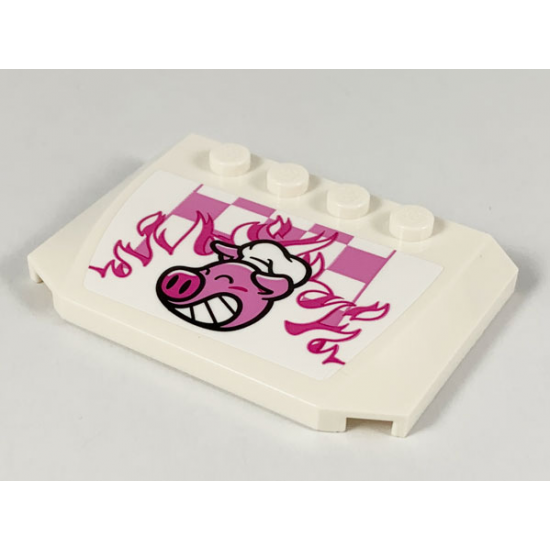 Wedge 4 x 6 x 2/3 Triple Curved with Dark Pink and Magenta Pigsey and Flames Logo Pattern (Sticker) - Set 80009
