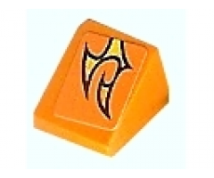 Slope 30 1 x 1 x 2/3 with Orange Flame Pattern Model Left (Sticker) - Set 8135