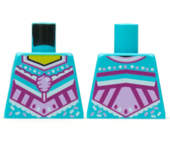 Torso Female Yellow Neck, Bright Pink Cotton Candy, White and Magenta Decoration Pattern