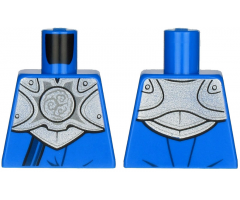 Torso Armor, Silver Plate with Curly Lines over Robe and Dark Blue Strap Pattern