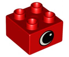 Duplo, Brick 2 x 2 with Eye with White Spot Pattern, on Two Sides - Type 1