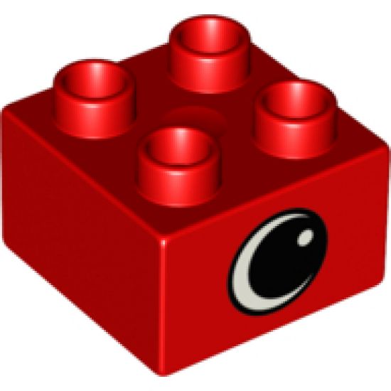 Duplo, Brick 2 x 2 with Eye with White Spot Pattern, on Two Sides - Type 1