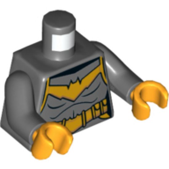 Torso Female Armor, Bright Light Orange Bat, Utility Belt and Backpack Pattern / Dark Bluish Gray Arms / Bright Light Orange Hands