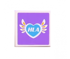 Tile 2 x 2 with Heart, Feathers and 'HLA' Pattern (Sticker) - Set 41109