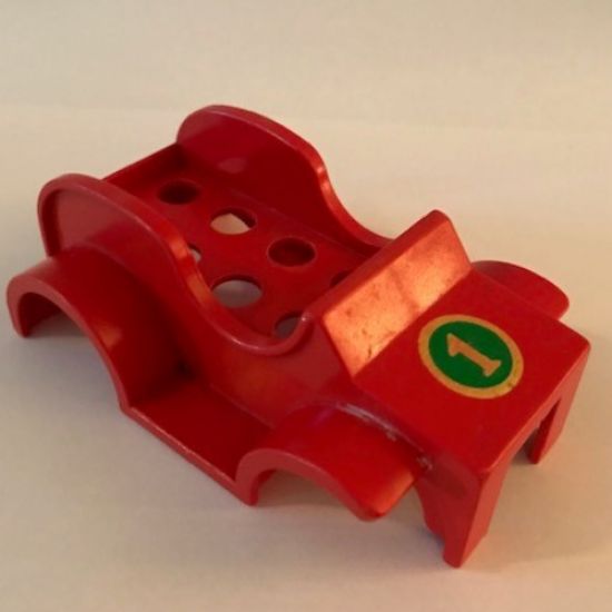 Duplo, Vehicle Car Body Racer with Number 1 in Circle Pattern (fits over Car Base 2 x 6)