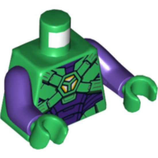 Torso Armor with Lex Luthor Warsuit with Green Hexagon Logo and Dark Purple Plates Pattern / Dark Purple Arms / Green Hands