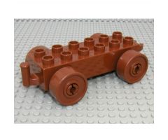 Duplo, Vehicle Car Base 2 x 6 with Brown Wheels and Open Hitch End