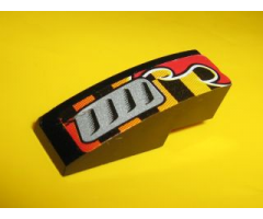 Slope, Curved 3 x 1 with Silver Vent and Red Flame Pattern Model Left (Sticker) - Set 8648