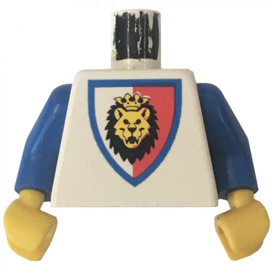 Torso Castle Royal Knights Lion Head on Red/White Shield Pattern / Blue Arms / Yellow Hands