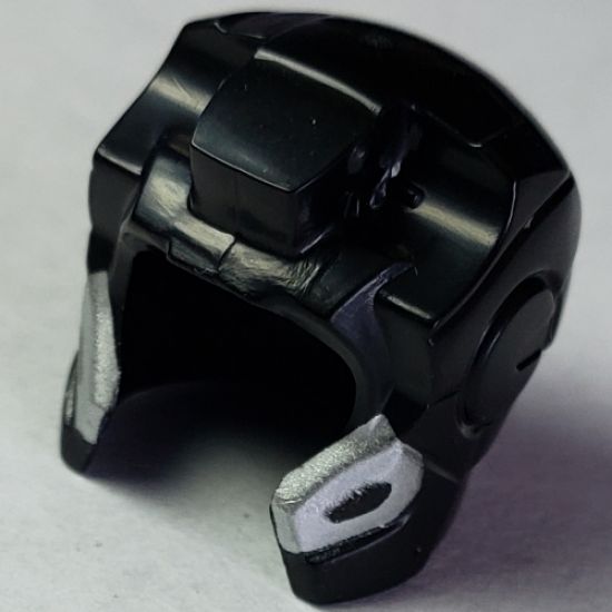 Minifigure, Headgear Helmet Space with Open Face and Top Hinge with Silver Edges with Black Marks Pattern (War Machine)