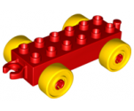 Duplo, Vehicle Car Base 2 x 6 with Yellow Wheels and Open Hitch End