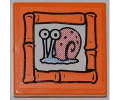 Tile 2 x 2 with Snail 'Gary' Portrait on Orange Background Pattern (Sticker) - Set 3818
