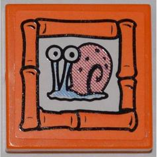 Tile 2 x 2 with Snail 'Gary' Portrait on Orange Background Pattern (Sticker) - Set 3818