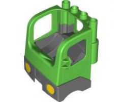 Duplo, Vehicle Cabin Truck Semi-Tractor Cab with Dark Bluish Gray Base and Recycling Arrows Pattern