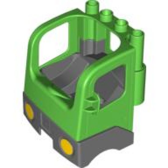 Duplo, Vehicle Cabin Truck Semi-Tractor Cab with Dark Bluish Gray Base and Recycling Arrows Pattern