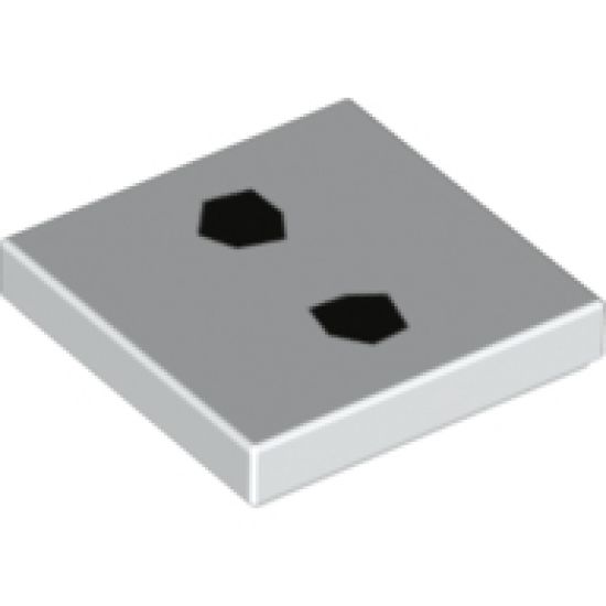 Tile 2 x 2 with 2 Black Hexagons Pattern (BrickHeadz Olaf Abdomen)