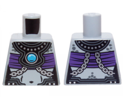 Torso Chima Female Outline with Black Armor, Dark Purple Top and Blue Round Jewel (Chi) Pattern