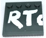 Tile, Modified 4 x 4 with Studs on Edge with 'RTO' (O Cut in Half) Pattern (Sticker) - Set 75977