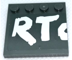 Tile, Modified 4 x 4 with Studs on Edge with 'RTO' (O Cut in Half) Pattern (Sticker) - Set 75977