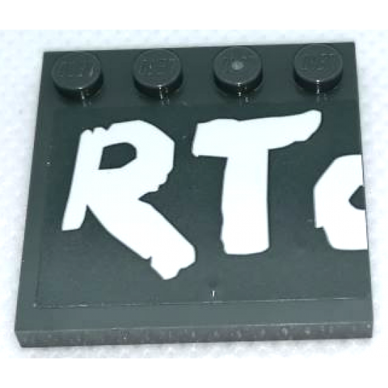 Tile, Modified 4 x 4 with Studs on Edge with 'RTO' (O Cut in Half) Pattern (Sticker) - Set 75977