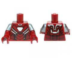 Torso Armor with White Hexagonal Reactor and Black and Silver Plates Pattern / Dark Red Arms with Iron Man Armor Pattern / Dark Red Hands