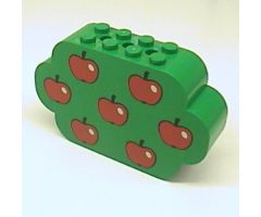 Slope, Curved 8 x 2 x 4 Triple with Eight Studs with 7 Apples Pattern
