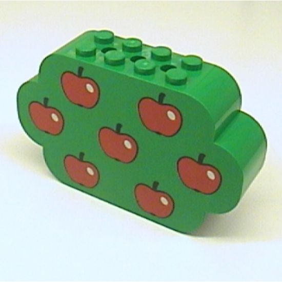 Slope, Curved 8 x 2 x 4 Triple with Eight Studs with 7 Apples Pattern