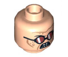 Minifigure, Head Dual Sided Red Sunglasses / Red Lenses Flapped Up Pattern (Doc Ock) - Hollow Stud