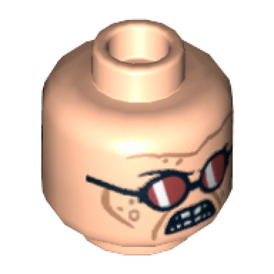 Minifigure, Head Dual Sided Red Sunglasses / Red Lenses Flapped Up Pattern (Doc Ock) - Hollow Stud