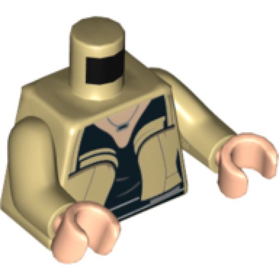 Torso Female Jacket, Light Nougat Neck, Silver Necklace, Black Shirt and Belt Pattern / Tan Arms / Light Nougat Hands