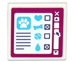 Road Sign 2 x 2 Square with Open O Clip with Paw Print, Heart, Bone, Tennis Ball and Water Drop on Computer Screen Pattern (Sticker) - Set 41124