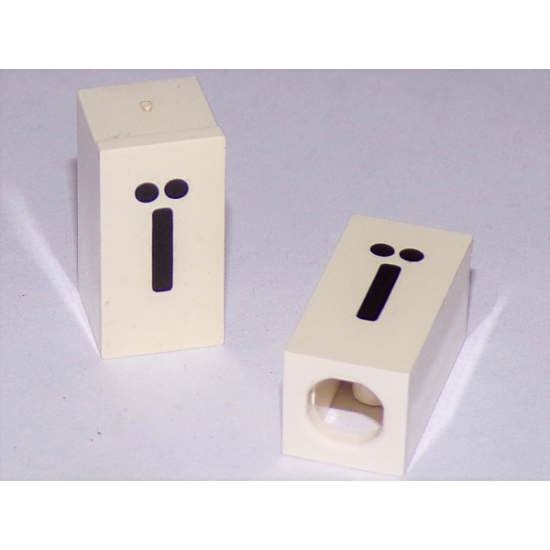Tile, Modified 1 x 2 x 5/6 with Stud Hole in End and Black 'ï' Lower Case Pattern
