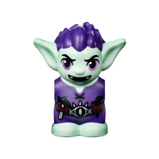 Body / Head Goblin with Pointed Ears, Dark Purple Spiked Hair and Tunic with Utility Belt with Goblin Eye Buckle, Hammer and Nails Pattern