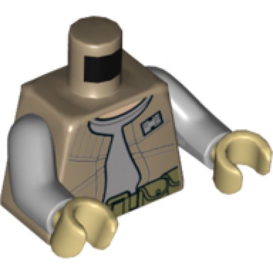 Torso SW Vest with Badge over Light Bluish Gray Shirt, Belt with Pouches Pattern (Endor Rebel Trooper) / Light Bluish Gray Arms / Tan Hands
